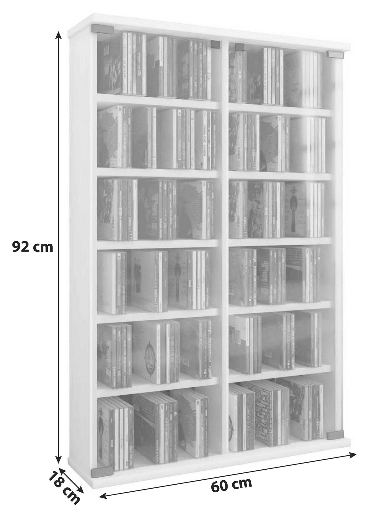CD-REGAL Weiß  - Weiß, Basics, Glas/Holzwerkstoff (60/92/18cm) - MID.YOU