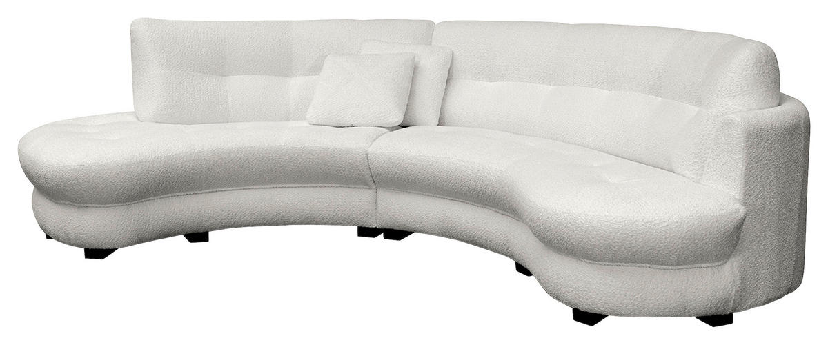 ECKSOFA in Bouclé Hellgrau  - Weiss/Hellgrau, Design, Kunststoff/Textil (113/300cm) - Livetastic