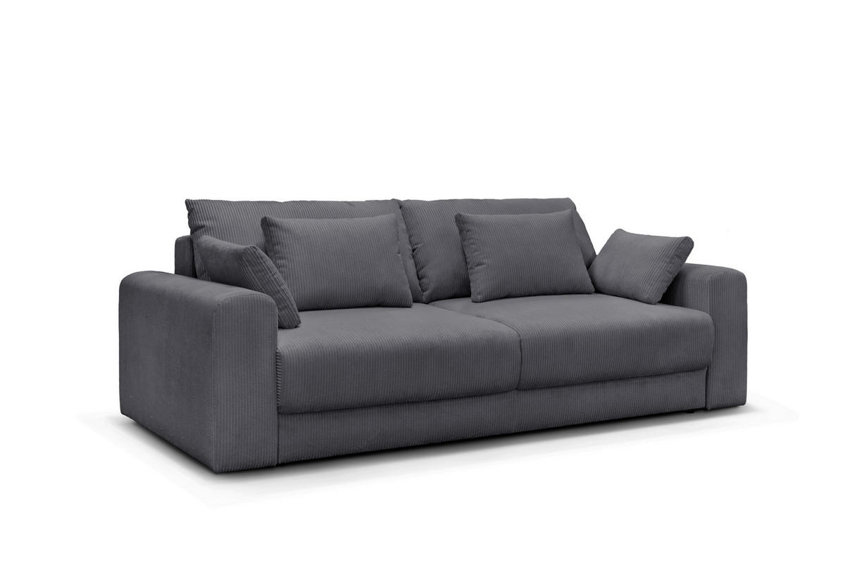 3-SITZER-SOFA MEGA Cord Dunkelgrau  - Dunkelgrau/Schwarz, Design, Textil (252/94/126cm) - MID.YOU