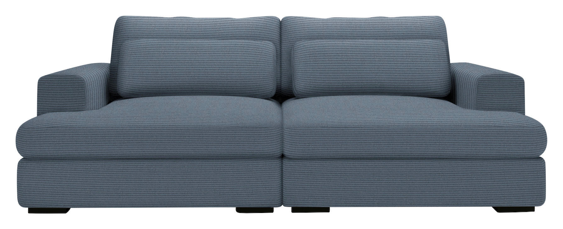 BIGSOFA in Cord Blaugrau  - Blaugrau/Schwarz, Design, Textil (223/80/158cm) - Lomoco