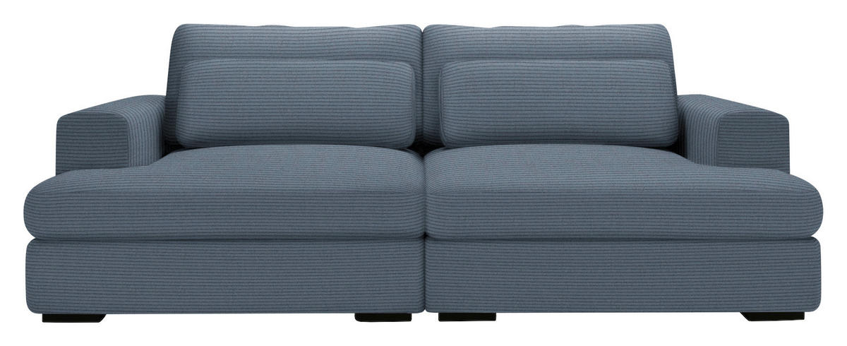 BIGSOFA in Cord Blaugrau  - Blaugrau/Schwarz, Design, Textil (223/80/158cm) - Lomoco