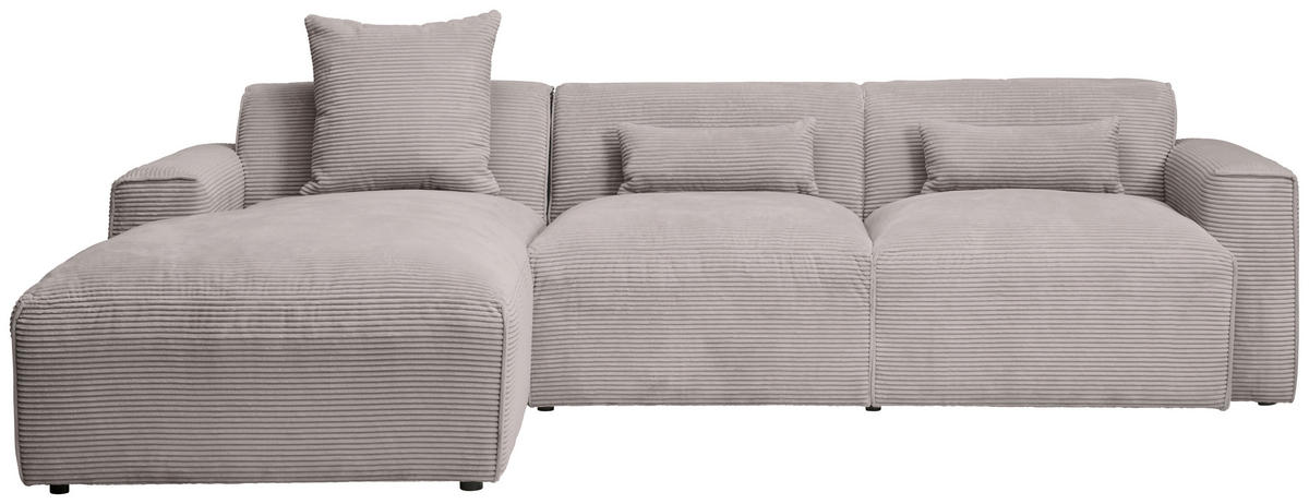 ECKSOFA in Cord Taupe  - Taupe/Schwarz, Design, Kunststoff/Textil (196/303cm) - Livetastic