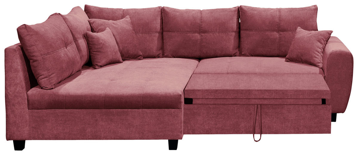 ECKSOFA Beere Mikrovelours  - Beere/Schwarz, Basics, Kunststoff/Textil (176/248cm) - MID.YOU