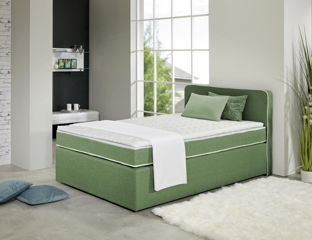 BOXSPRING KREVET 120/200 cm     zelena  - zelena/braon, Dizajnerski, tekstil/drvo (120/200cm) - Boxxx