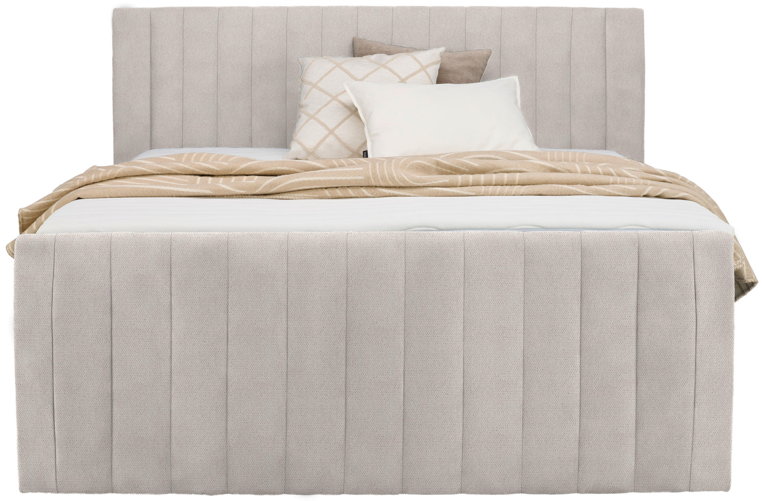 BOXSPRINGBETT 160/200 cm  in Beige  - Beige/Schwarz, KONVENTIONELL, Kunststoff/Textil (160/200cm) - Boxxx