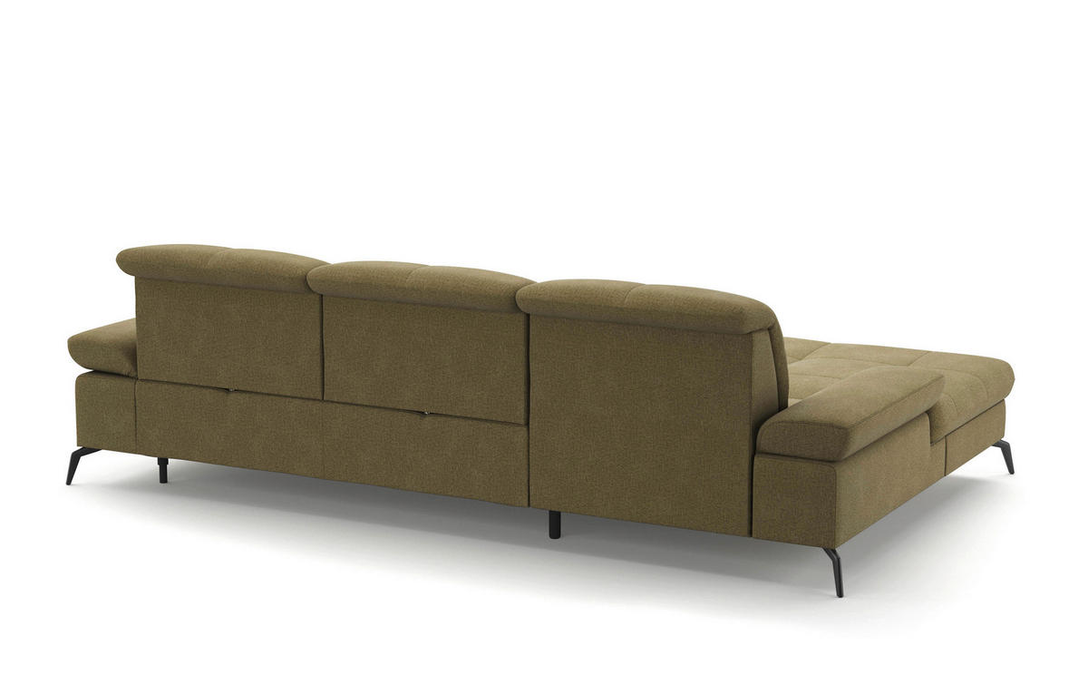 ECKSOFA in Flachgewebe Olivgrün  - Schwarz/Olivgrün, Konventionell, Textil/Metall (185/279cm) - Sit & More