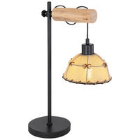 TISCHLEUCHTE - Beige/Schwarz, Natur, Naturmaterialien/Textil (36/18/55cm) - Globo