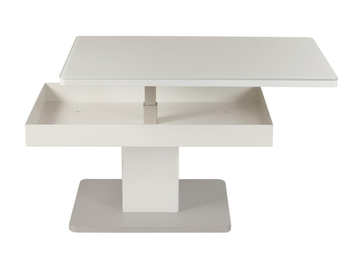 COUCHTISCH ESG 90/60/43,5-61,5 cm rechteckig Weiß, Edelstahlfarben  - Edelstahlfarben/Weiß, Design, Glas/Holzwerkstoff (90/60/43,5-61,5cm) - Venda