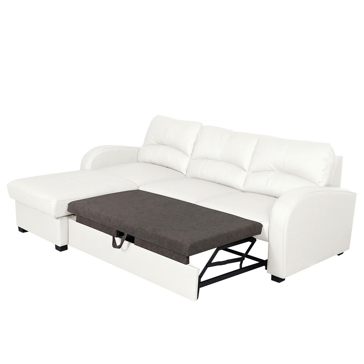 ECKSOFA 168/227 cm TILO in Lederlook Weiß Bettkasten  168/227 cm  - Schwarz/Weiß, Design, Kunststoff/Textil (168/227cm) - Livetastic