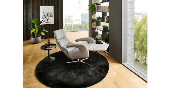RELAXSESSEL in Leder Greige  - Edelstahlfarben/Greige, Design, Leder/Metall (76/119/86cm) - Dieter Knoll