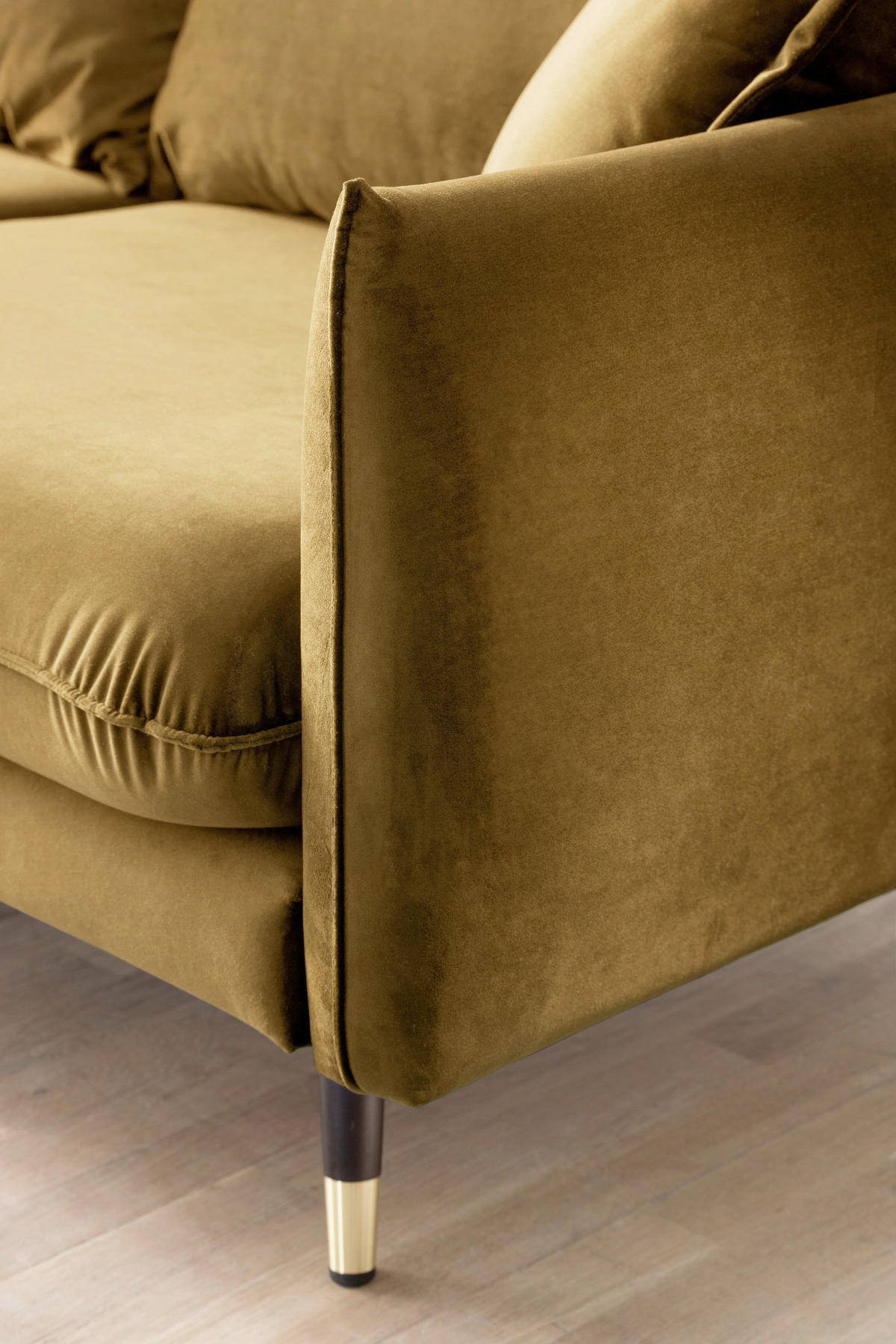 ECKSOFA Eckteil  ROSSANA-REC.2S Senfgelb Samt  - Senfgelb, MODERN, Holz/Textil (258/160cm) - MID.YOU