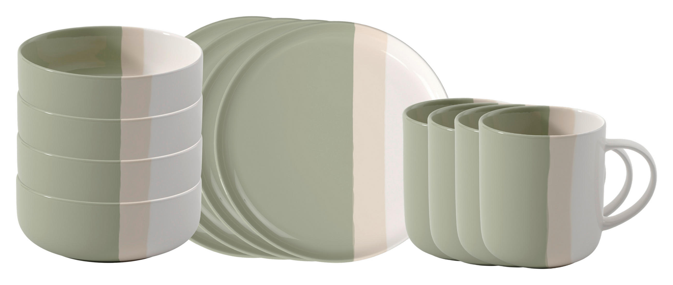FRÜHSTÜCKSSET PastelPop Green 12-teilig  - Salbeigrün/Beige, Basics, Keramik - Villeroy & Boch
