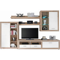 NAPPALI ÖSSZEÁLLÍTÁS fehér, tölgyfa színű  - tölgyfa színű/ezüstszínű, Design, műanyag/faalapú anyag (292/189/48cm) - Xora