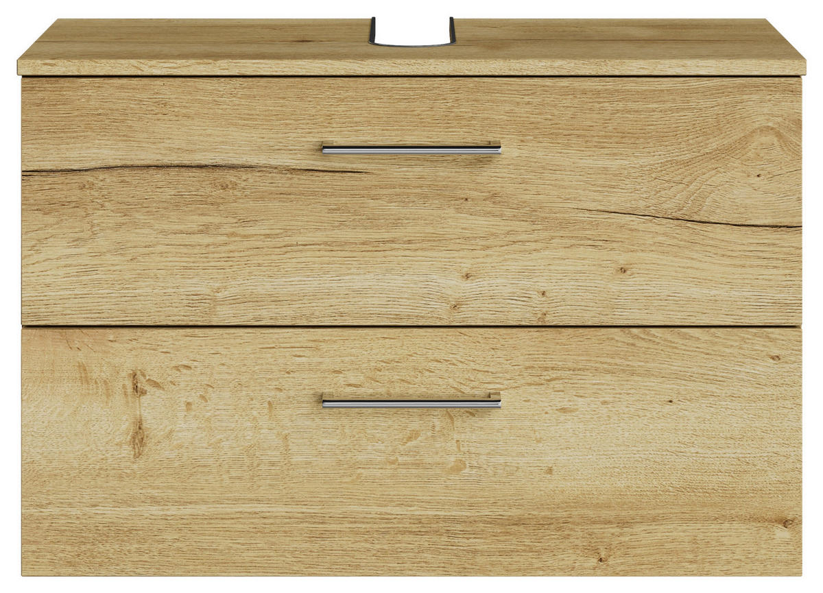 WASCHBECKENUNTERSCHRANK 75/49,8/38,3 cm  - Chromfarben/Wildeiche, KONVENTIONELL, Holzwerkstoff/Metall (75/49,8/38,3cm) - Sadena
