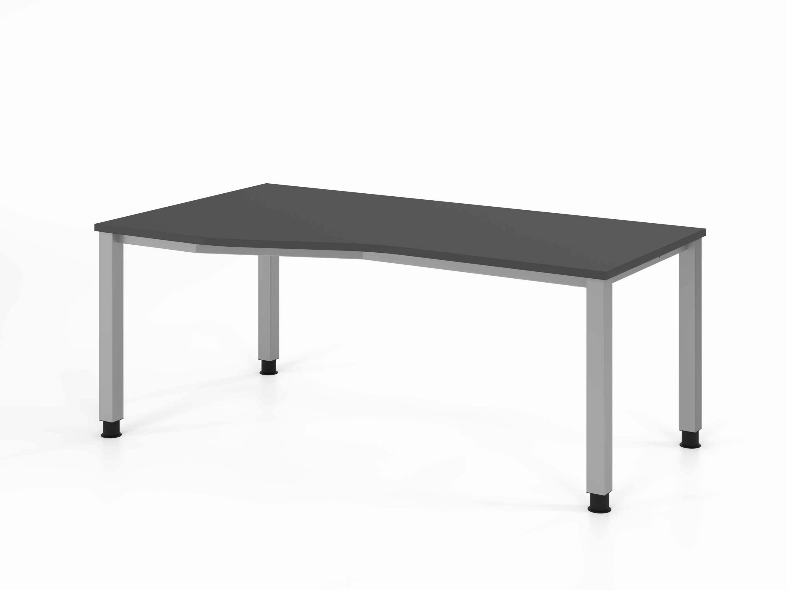 SCHREIBTISCH 180/100-80/68,5-81 cm Graphitfarben, Silberfarben mechanisch höhenverstellbar  - Silberfarben/Graphitfarben, Basics, Holzwerkstoff/Metall (180/100-80/68,5-81cm) - Venda
