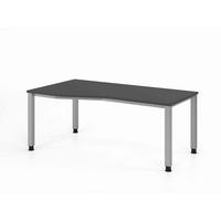 SCHREIBTISCH 180/100-80/68,5-81 cm Graphitfarben, Silberfarben mechanisch höhenverstellbar  - Silberfarben/Graphitfarben, Basics, Holzwerkstoff/Metall (180/100-80/68,5-81cm) - Venda