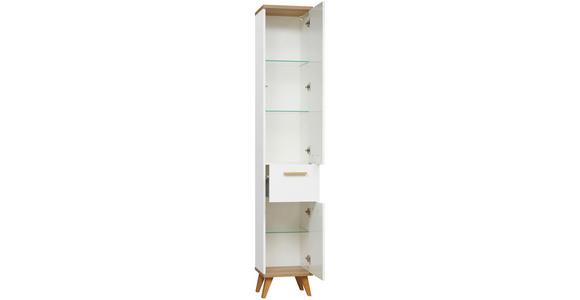 HOCHSCHRANK 35,5/205/33,0 cm  - Eichefarben/Weiß, KONVENTIONELL, Glas/Holzwerkstoff (35,5/205/33,0cm) - Xora