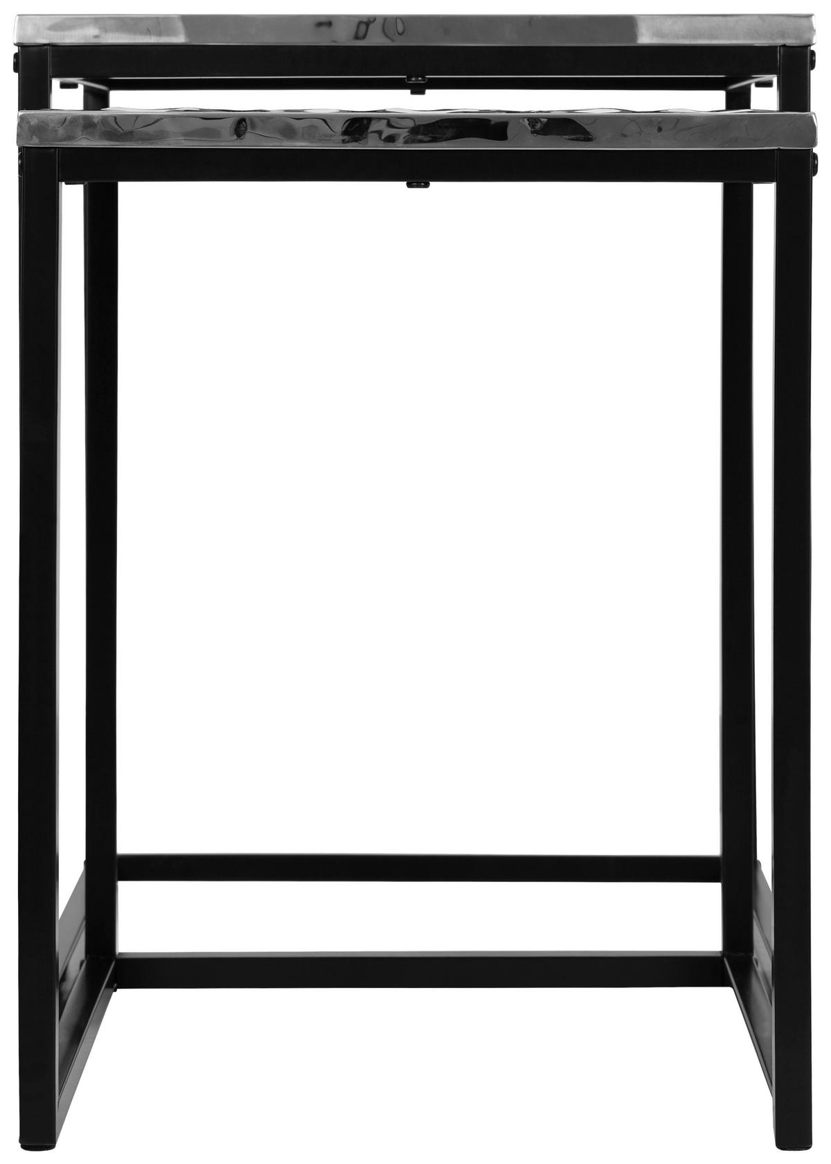 BEISTELLTISCHSET quadratisch Schwarz, Edelstahlfarben  - Edelstahlfarben/Schwarz, LIFESTYLE, Holzwerkstoff/Metall (35-40/35-40/45,5-50,5cm) - Xora
