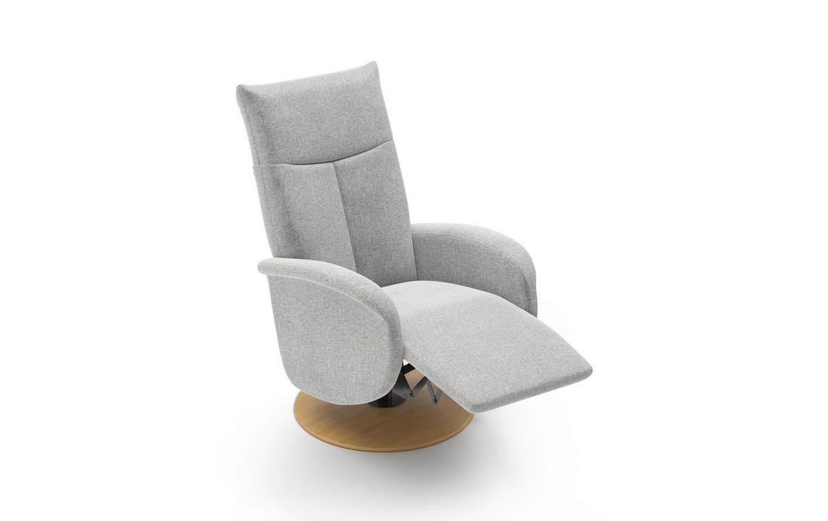 RELAXSESSEL GLENDALE E Flachgewebe Kopfteilverstellung, Rücken echt    - Eichefarben/Hellgrau, KONVENTIONELL, Holzwerkstoff/Textil (75/112/82cm) - Sit & More