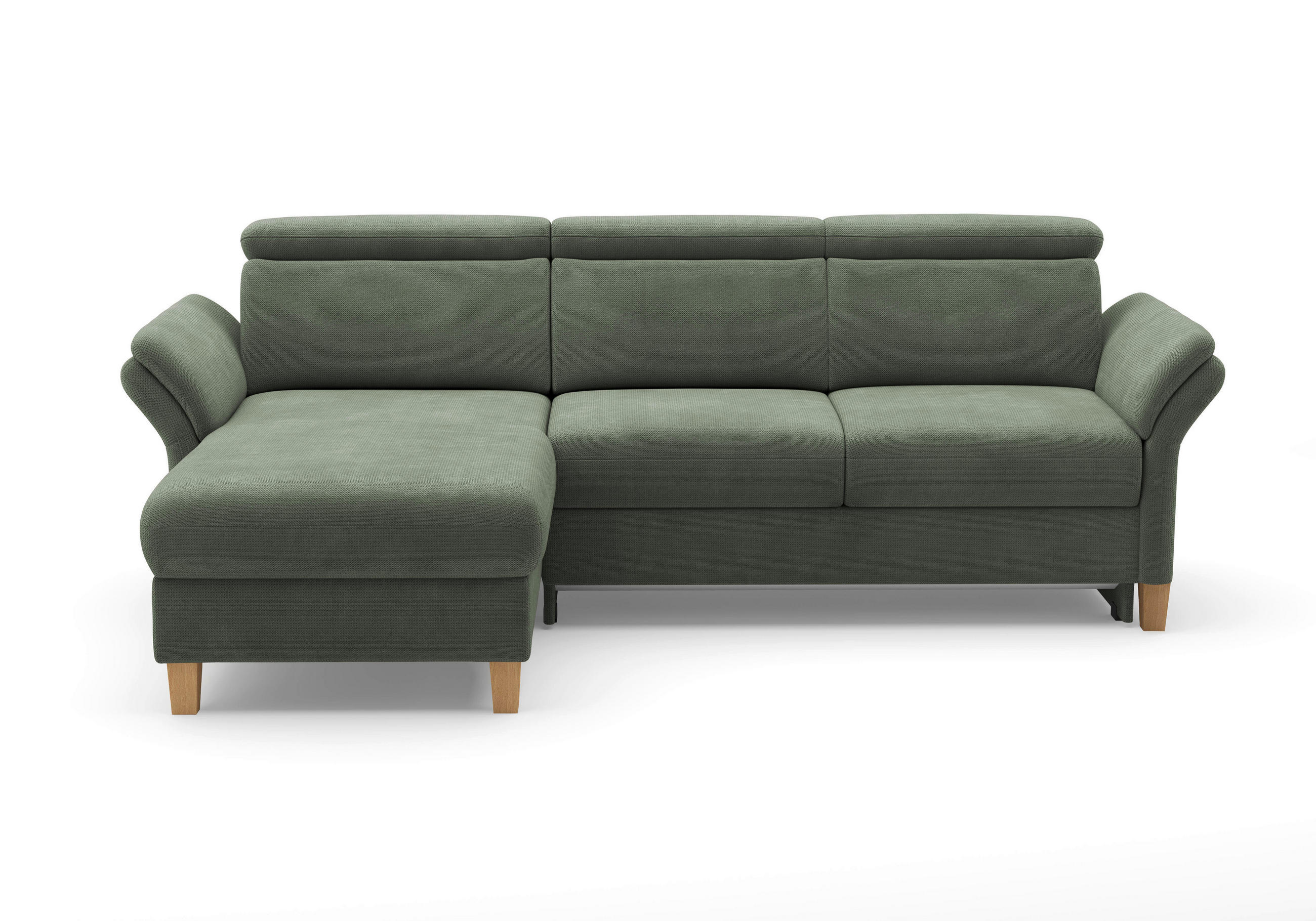ECKSOFA GLENDALE E Dunkelgrün Flachgewebe  - Dunkelgrün/Eichefarben, KONVENTIONELL, Holz/Textil (166/253cm) - Sit & More