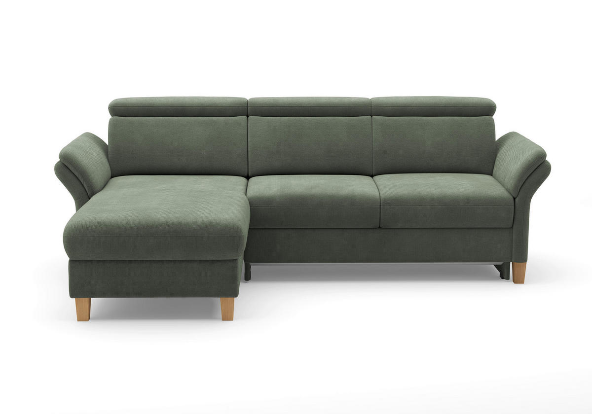 ECKSOFA GLENDALE E Dunkelgrün Flachgewebe  - Dunkelgrün/Eichefarben, KONVENTIONELL, Holz/Textil (166/253cm) - Sit & More
