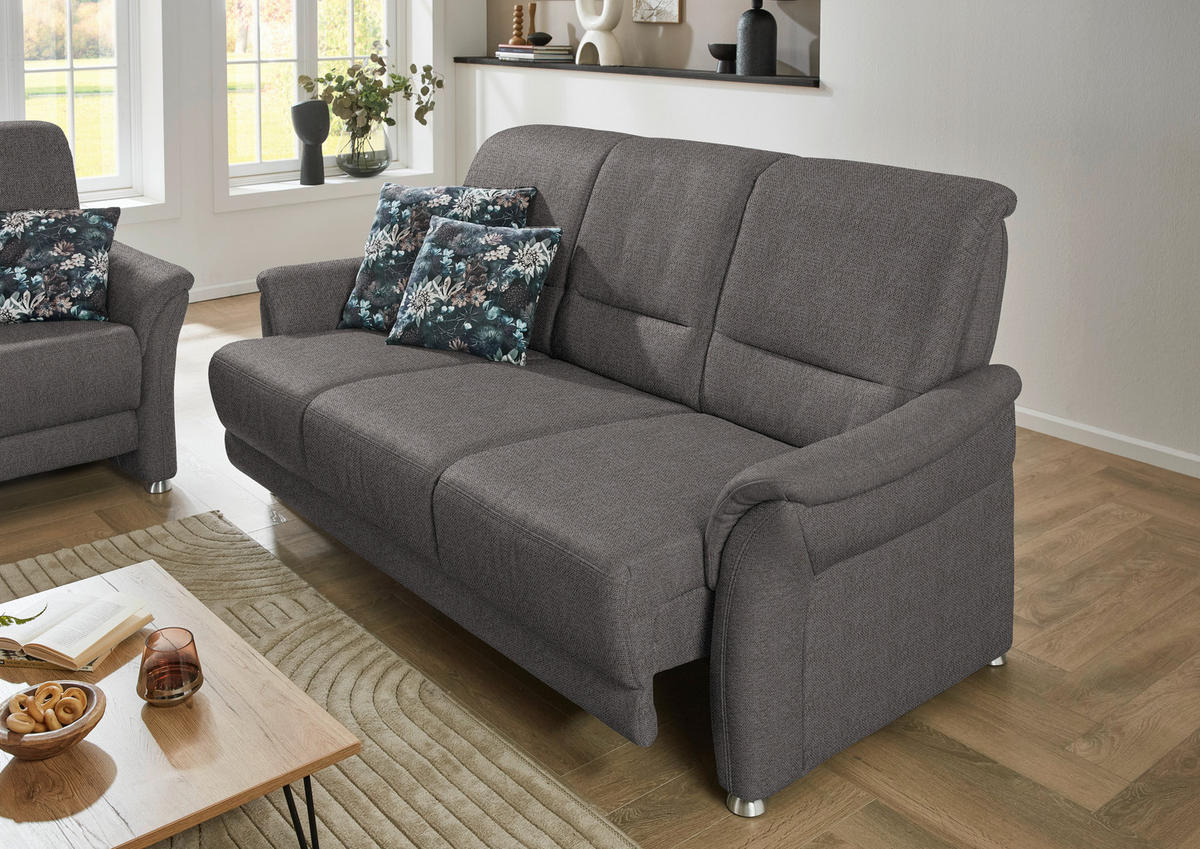 SITZGARNITUR  in Flachgewebe Dunkelbraun  - Dunkelbraun/Alufarben, KONVENTIONELL, Textil/Metall (198/172/96/93cm) - Beldomo Premium