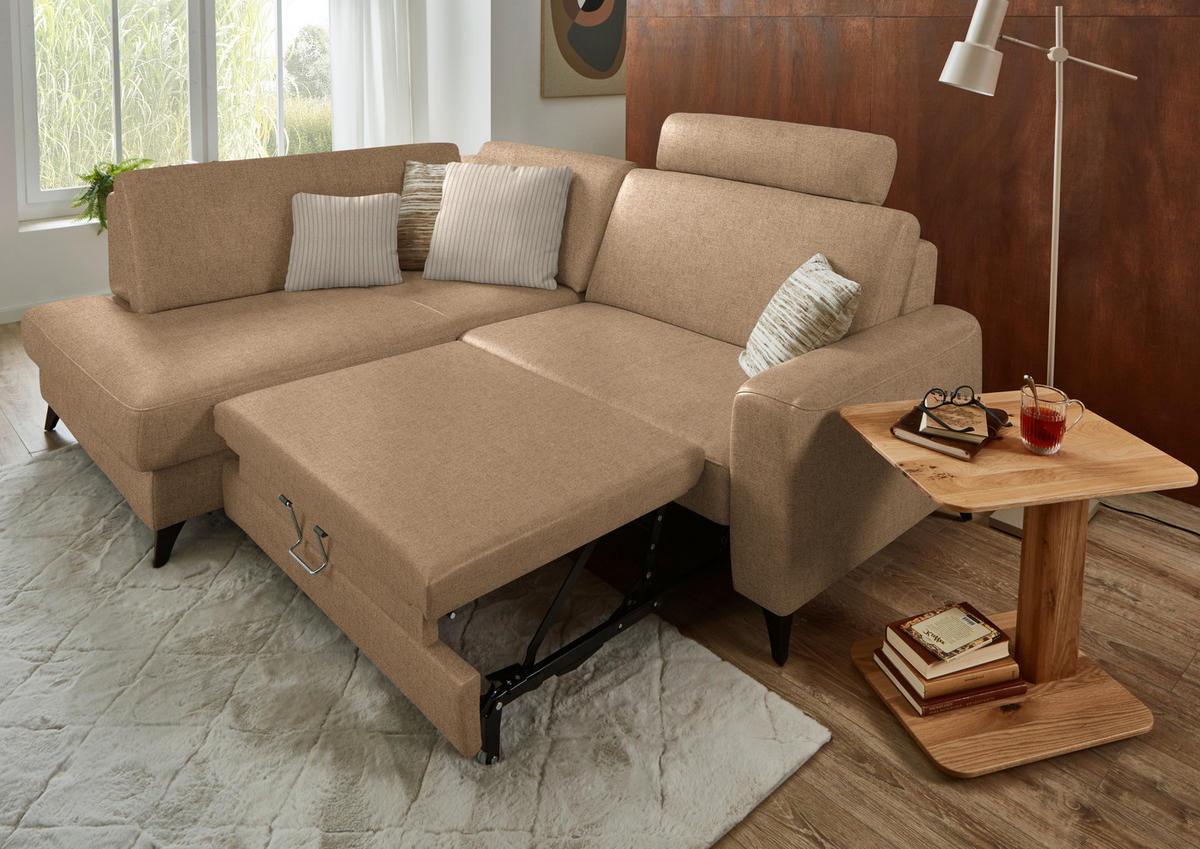 ECKSOFA  Chenille Altrosa  - Schwarz/Altrosa, Design, Textil/Metall (182/239cm) - Beldomo Comfort