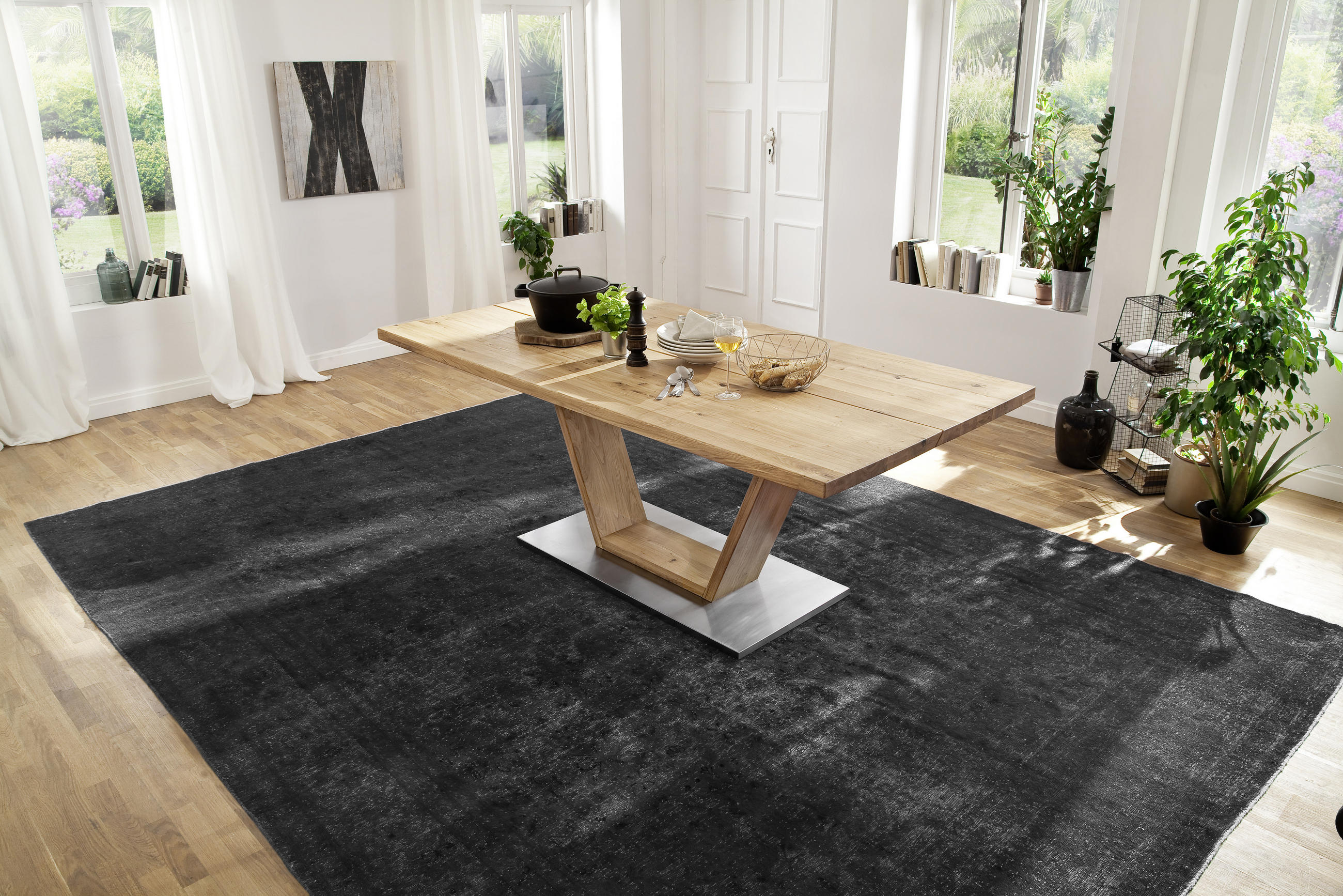 ESSTISCH Balkeneiche massiv rechteckig  - Eichefarben, Design, Holz/Holzwerkstoff (180/90/77cm) - Livetastic