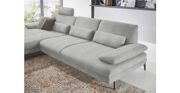 ECKSOFA in Chenille Ecru  - Ecru/Schwarz, Design, Textil/Metall (180/310cm) - Dieter Knoll