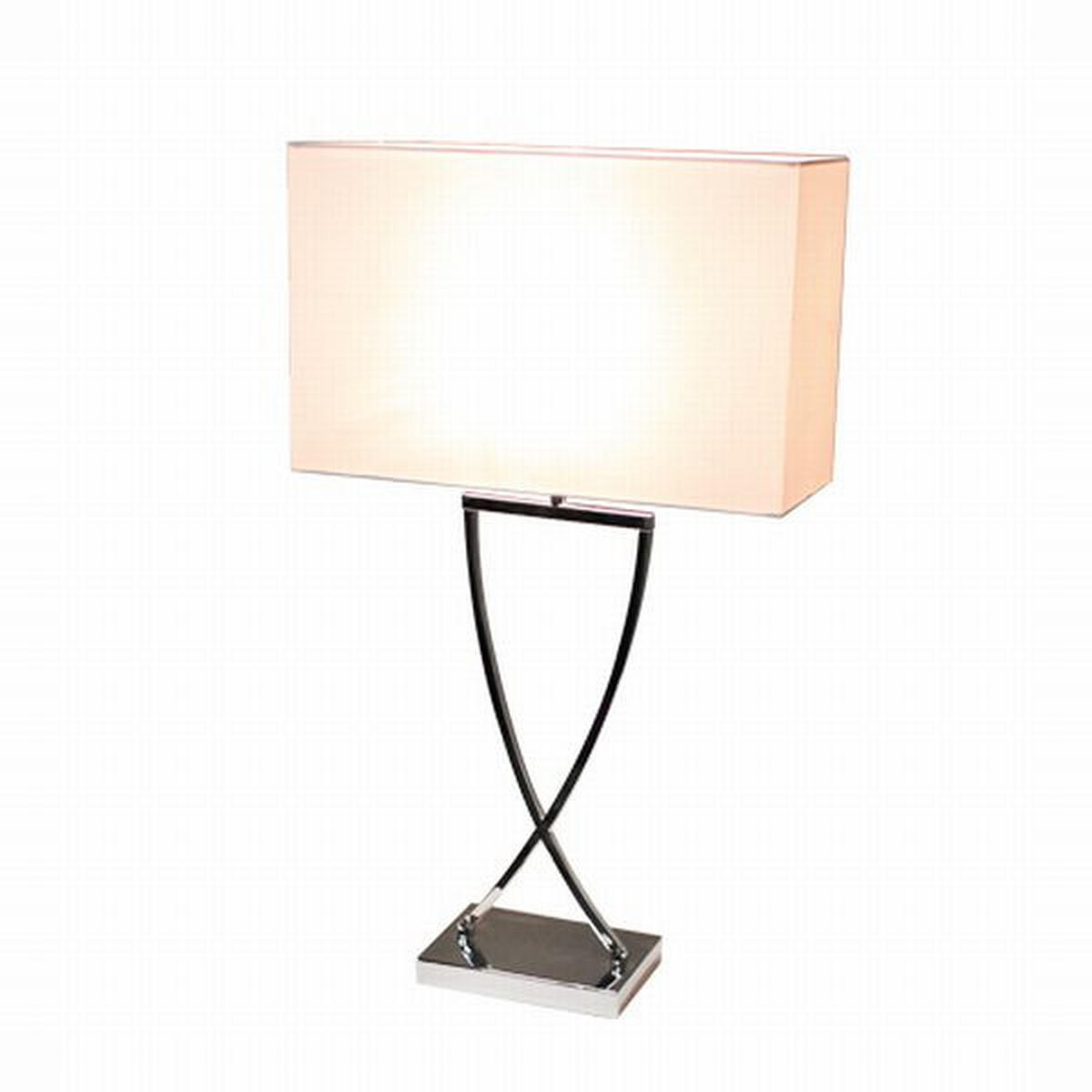 STOLNÍ LAMPA, 40/69 cm  - bílá/barvy chromu, Konvenční, kov/textil (40/69cm) - By Rydéns