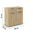 KOMMODE  in 80/81/42 cm  - Chromfarben/Eiche Artisan, Design, Holzwerkstoff/Metall (80/81/42cm) - Carryhome