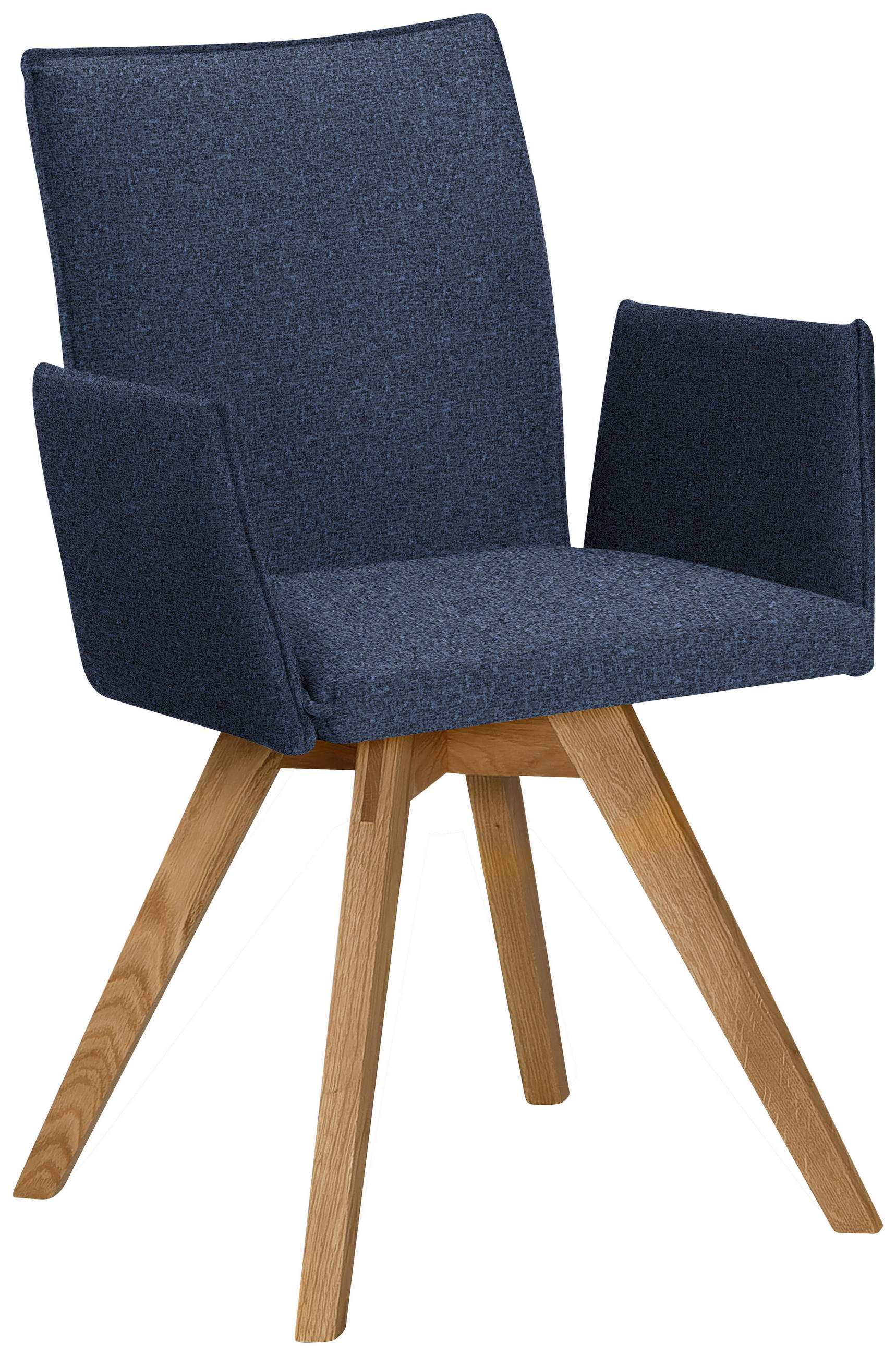 ARMLEHNSTUHL in Samt - Eichefarben/Dunkelblau, KONVENTIONELL, Holz/Textil (60/91/61cm) - Moderano