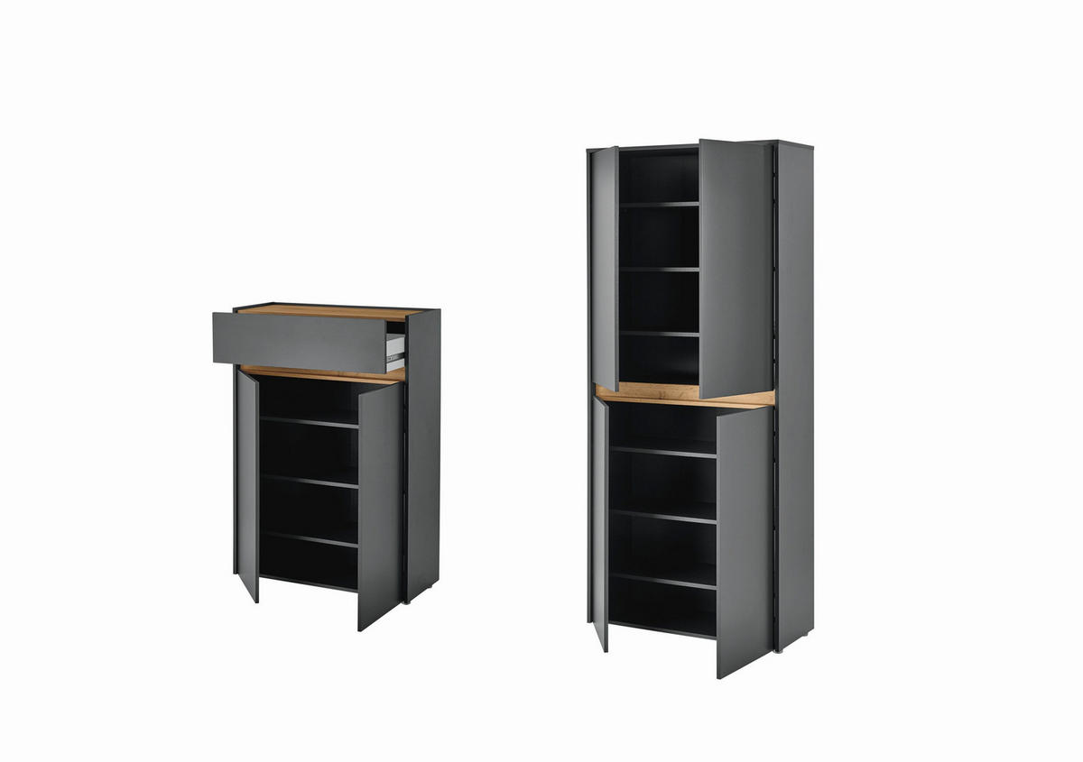 GARDEROBE 2-teilig  in 170/195/35 cm  - Anthrazit/Eiche Wotan, Design, Holzwerkstoff (170/195/35cm) - Modante