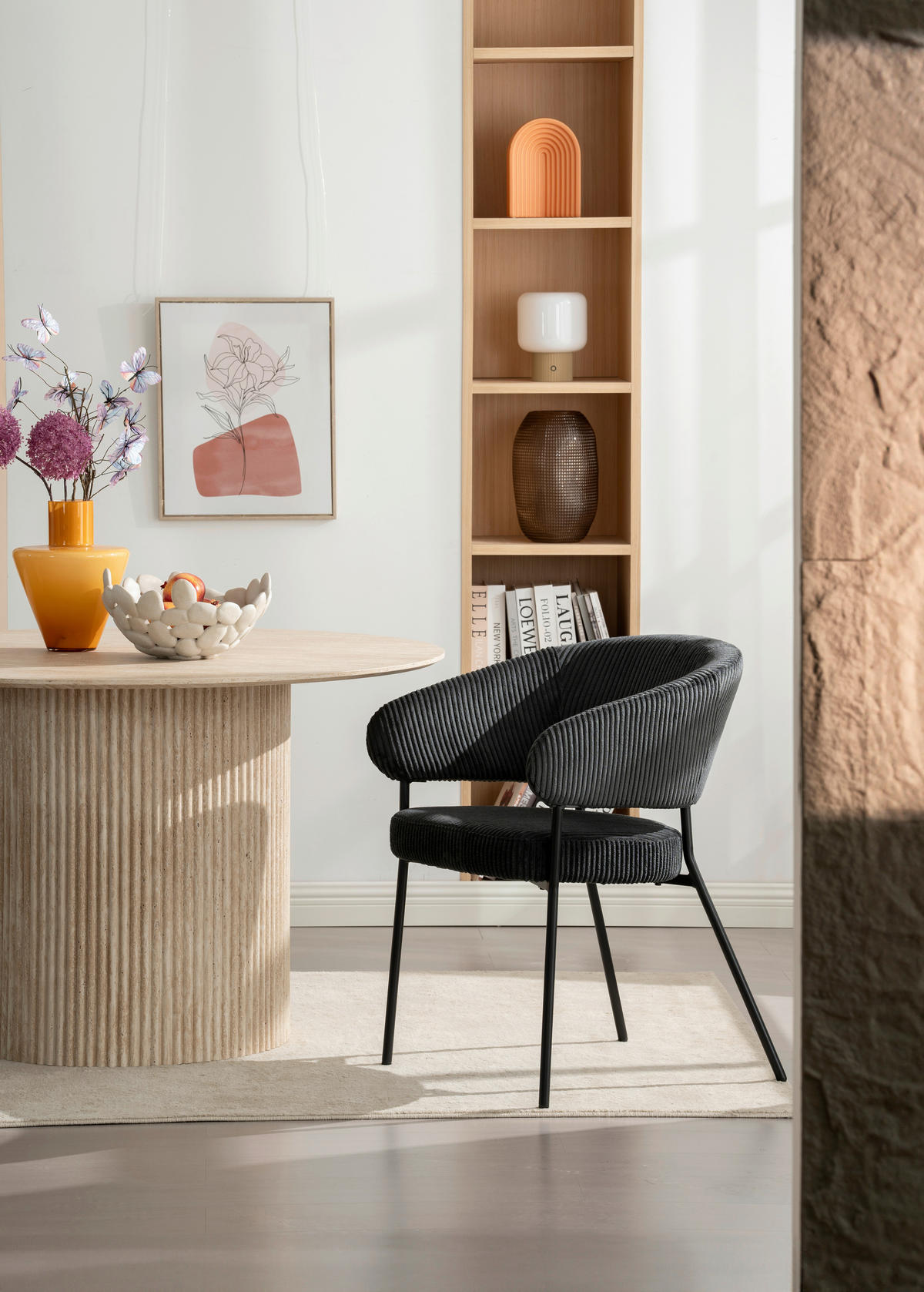 ARMLEHNSTUHL  in Eisen Cord  - Schwarz, LIFESTYLE, Holz/Textil (60/81/60cm) - Livetastic