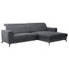 ECKSOFA in Cord Grau  - Schwarz/Grau, Konventionell, Textil/Metall (290/178cm) - Sit & More