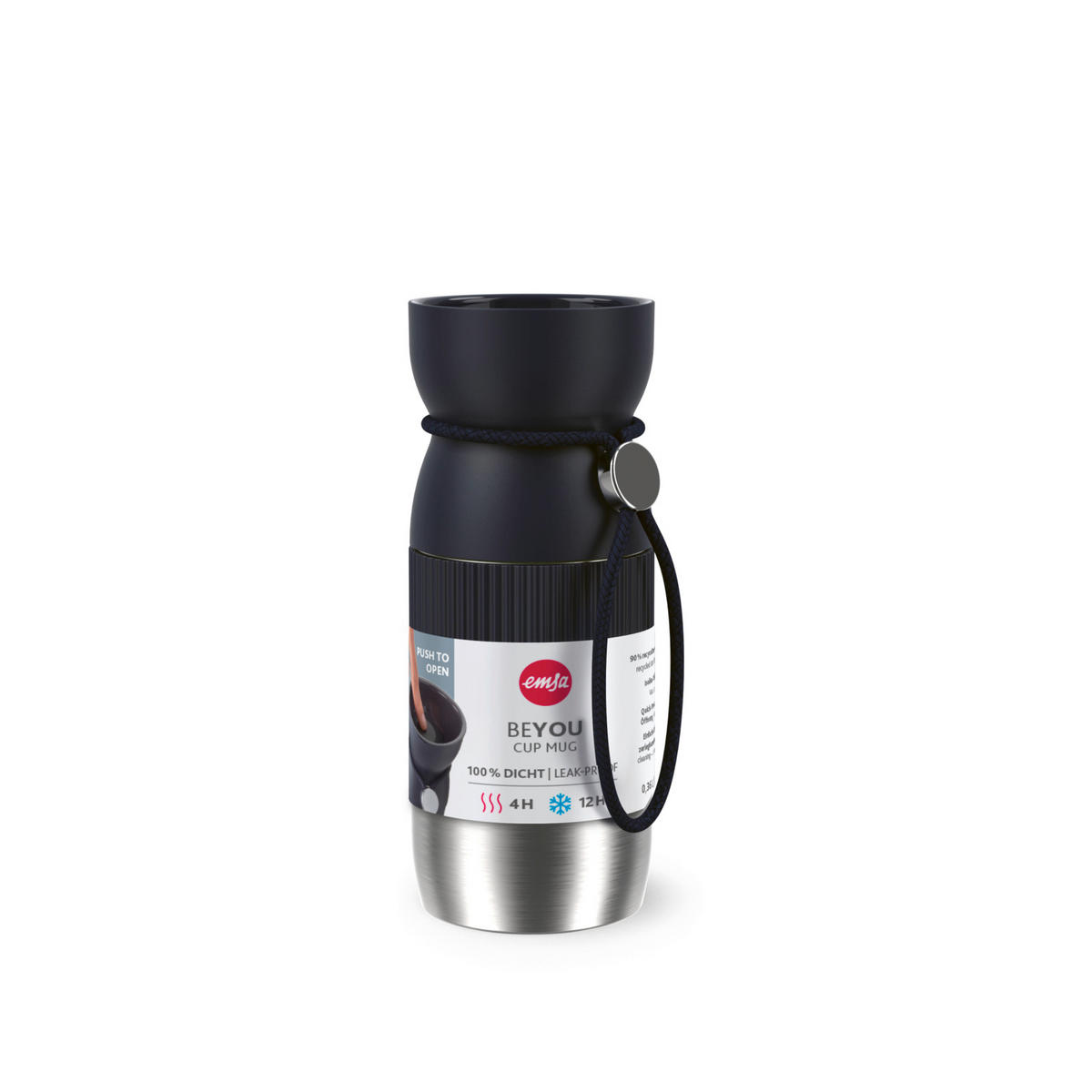 THERMOBECHER beYou 0,36L L  - Schwarz, Basics, Metall (7,4/7,4/18,7cm) - Emsa