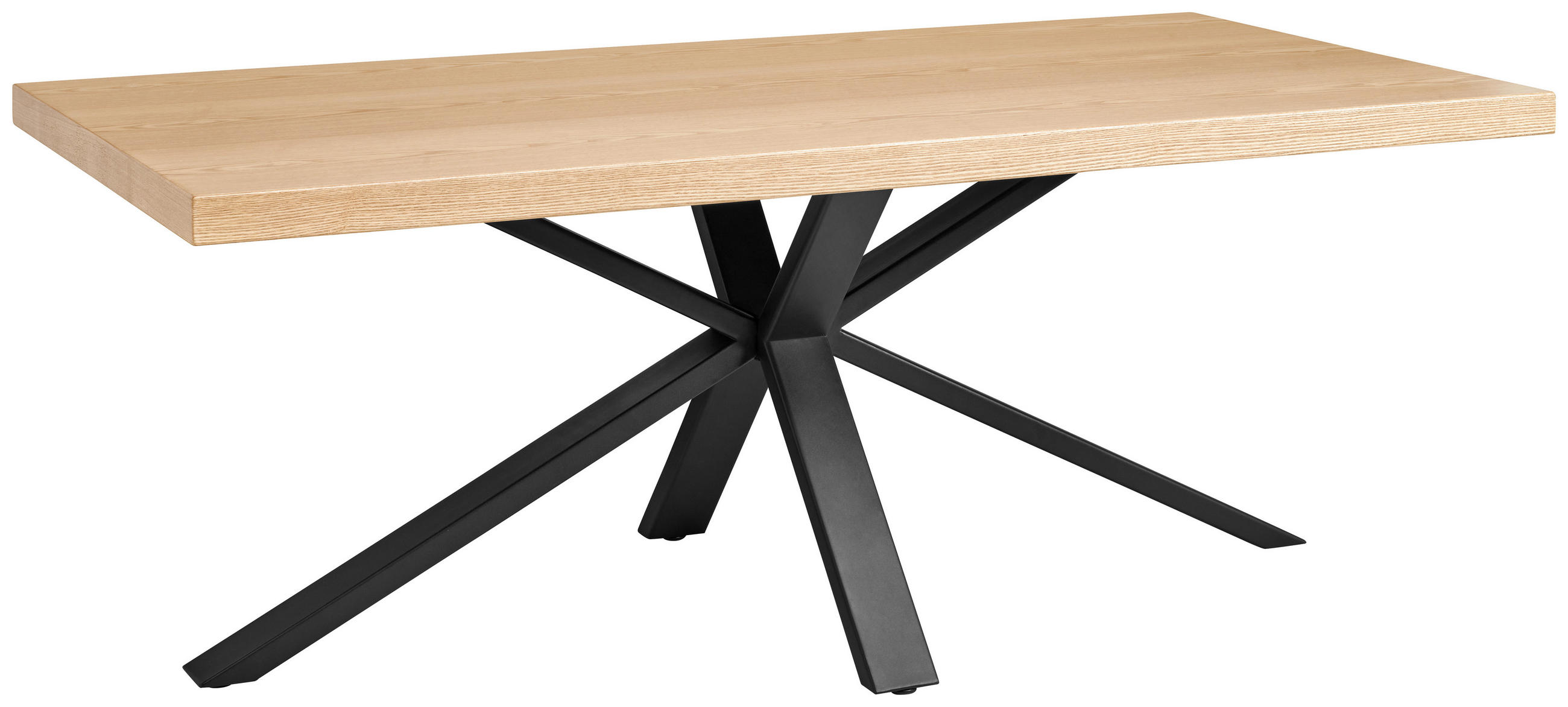 ESSTISCH Eiche furniert rechteckig Naturfarben, Schwarz  - Schwarz/Naturfarben, KONVENTIONELL, Holz/Holzwerkstoff (200/76/100cm) - MID.YOU
