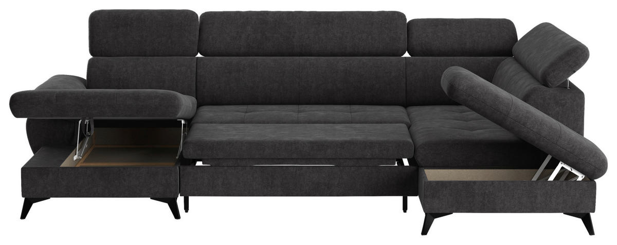 WOHNLANDSCHAFT in Dunkelgrau  - Schlammfarben/Dunkelgrau, Textil/Metall (166/324/207cm) - MID.YOU