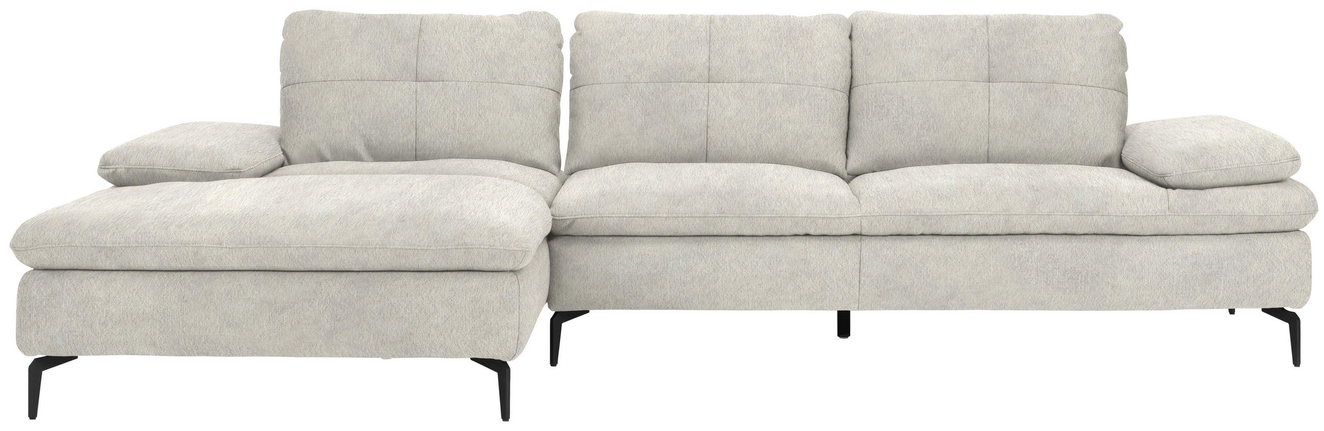 ECKSOFA in Velours Ecru  179/301 cm  - Ecru/Schwarz, Design, Textil/Metall (179/301cm) - Chilliano