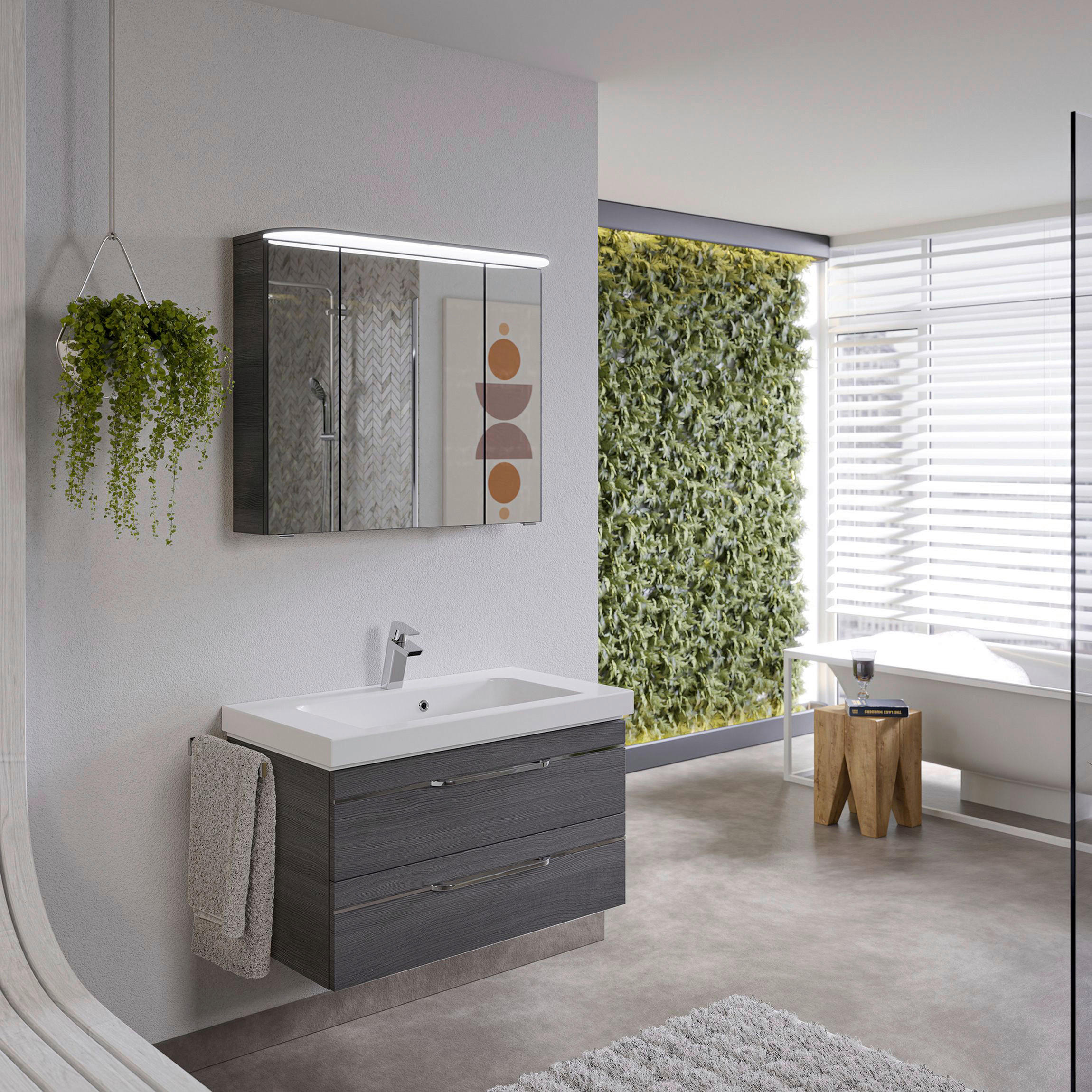 BADEZIMMER 3-teilig in 92 cm - Chromfarben/Graphitfarben, KONVENTIONELL, Glas/Holzwerkstoff (92cm) - Pelipal
