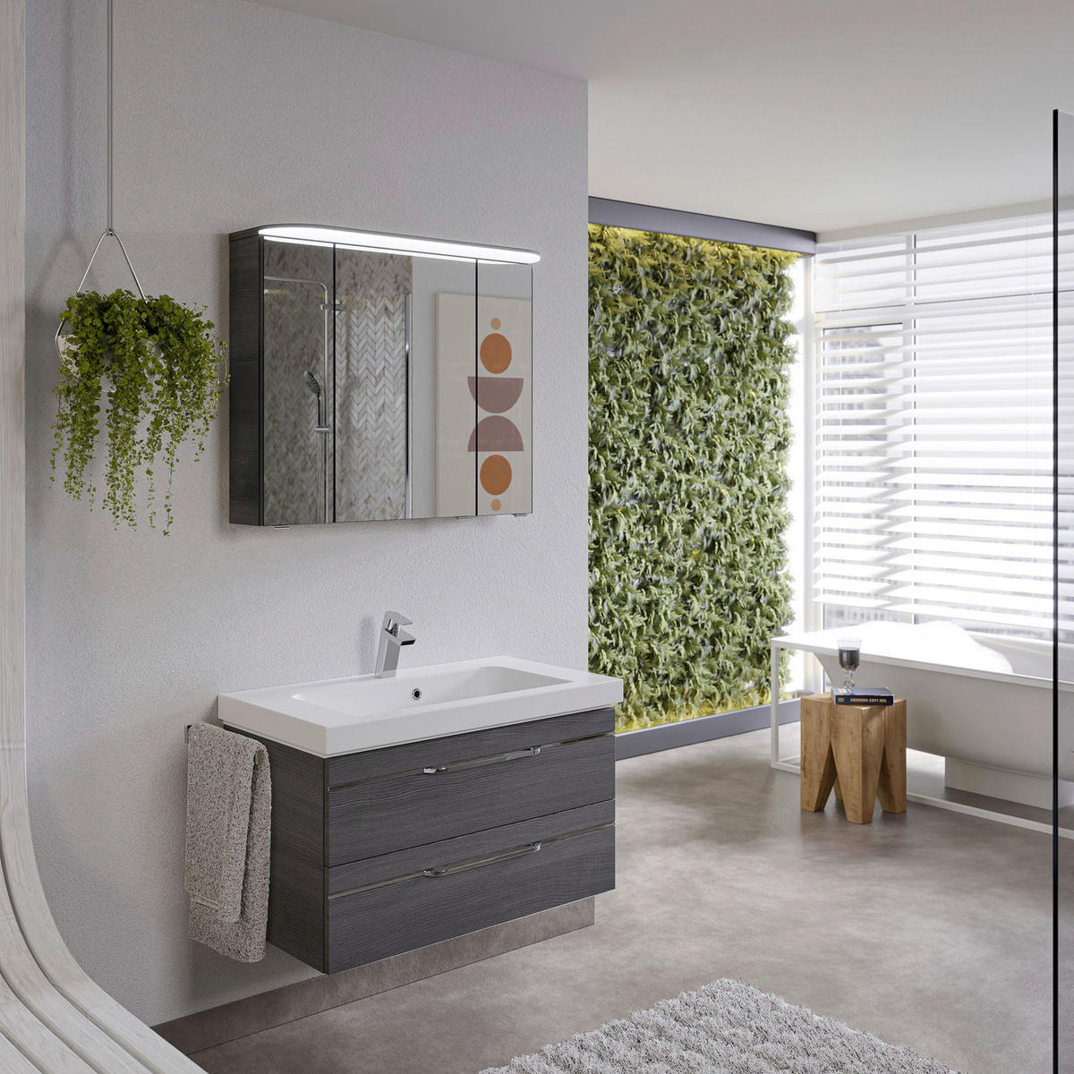 BADEZIMMER 3-teilig  in 92 cm  - Chromfarben/Graphitfarben, KONVENTIONELL, Glas/Holzwerkstoff (92cm) - Pelipal