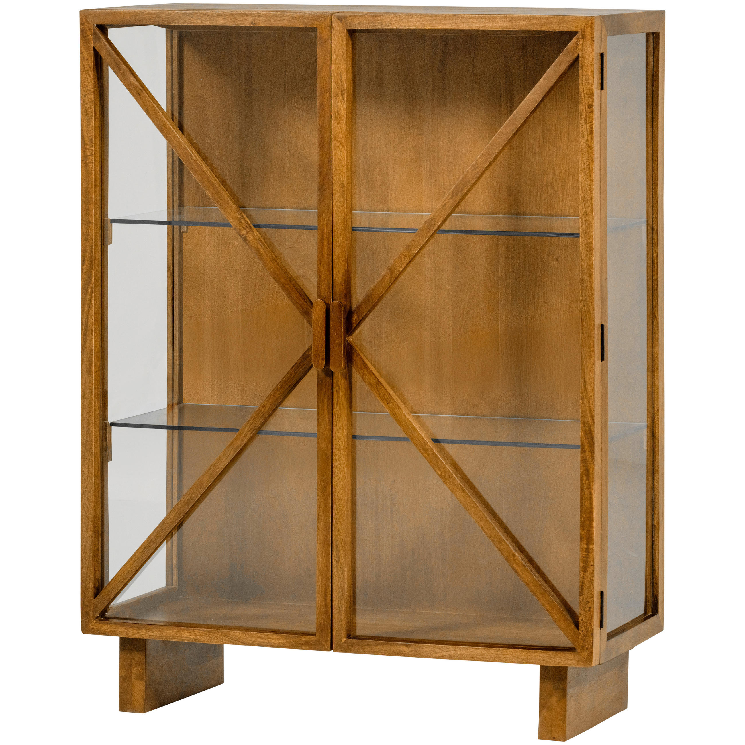 VITRINE Kella in massiv Mangoholz Naturfarben  - Naturfarben, Design, Glas/Holz (100/132/44cm) - Livetastic