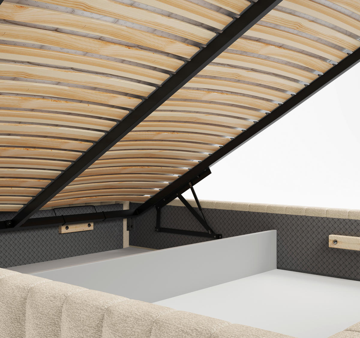 POLSTERBETT 160/200 cm  Creme  - Creme/Schwarz, Modern, Holz/Holzwerkstoff (160/200cm) - MID.YOU