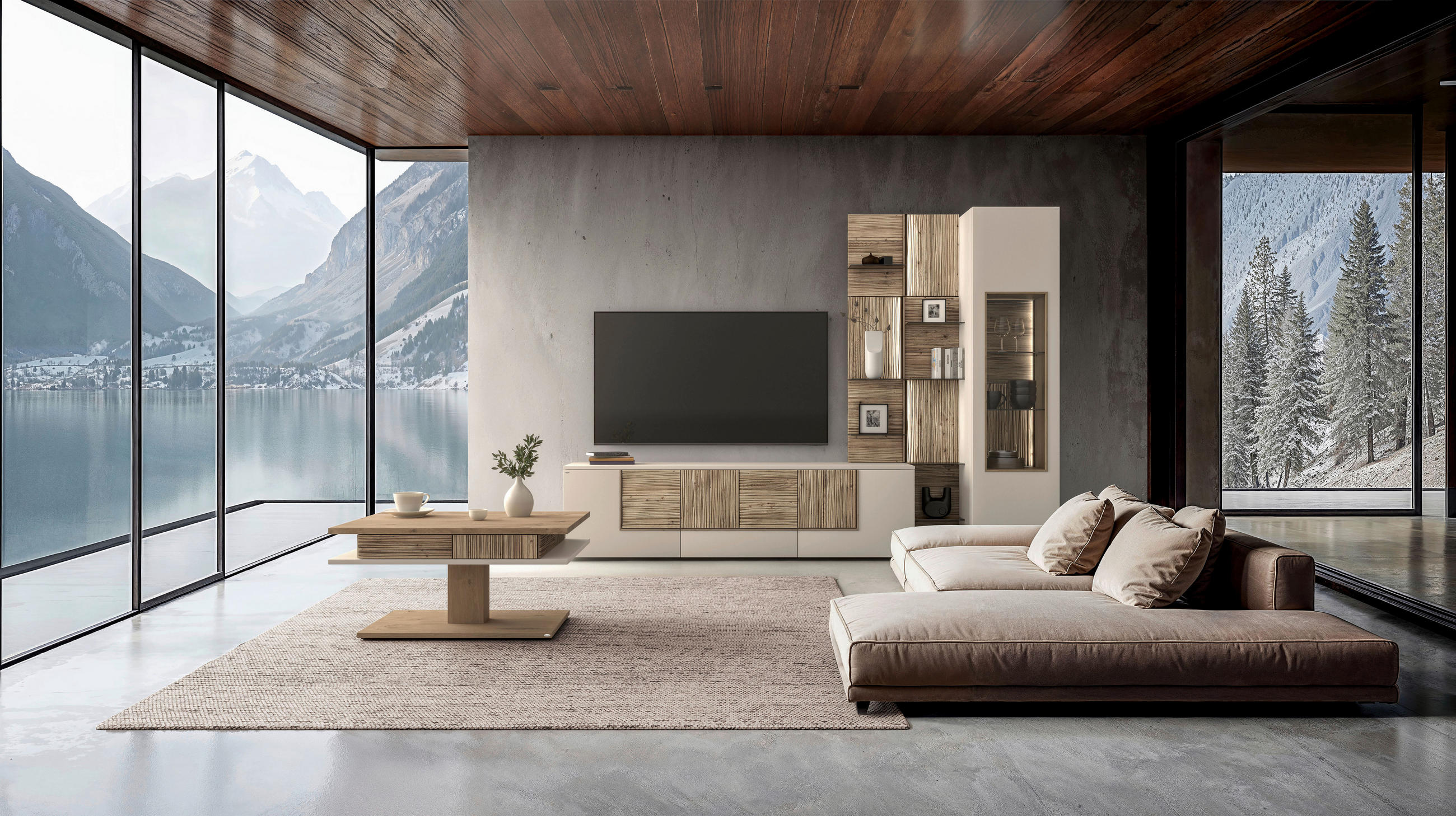 LOWBOARD Taupe, Wildeiche  191,9/52/44,9 cm  - Taupe/Wildeiche, Design, Holz/Holzwerkstoff (191,9/52/44,9cm) - Voglauer
