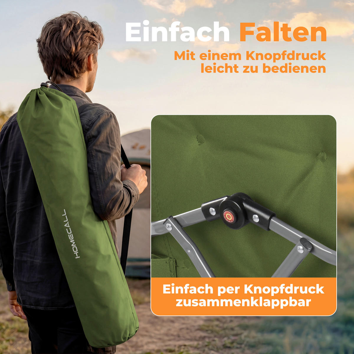 CAMPING-KLAPPSTUHL - Silberfarben/Kernbuche, Basics, Textil/Metall (56/109/71cm) - Modante