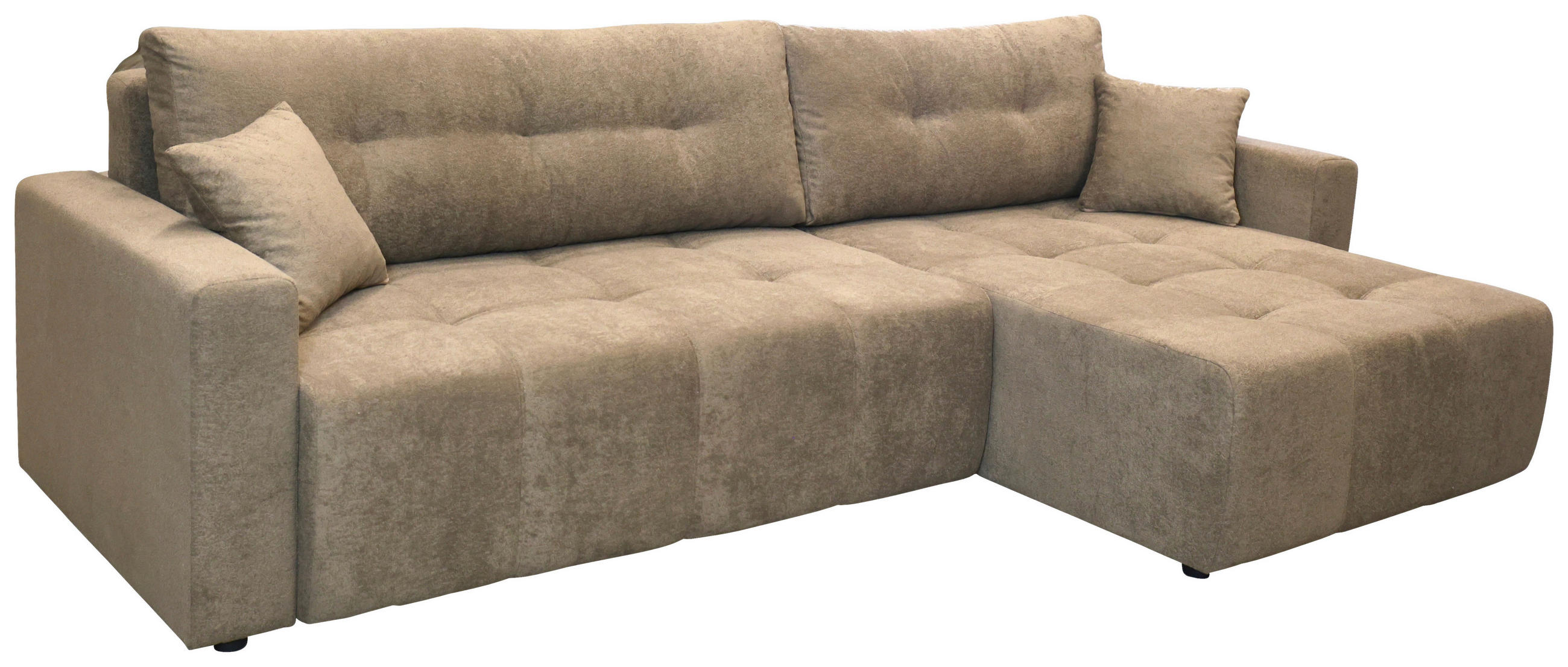ECKSOFA LAGUNA Braun Frottee  - Schwarz/Braun, Design, Kunststoff/Textil (260/143cm) - MID.YOU