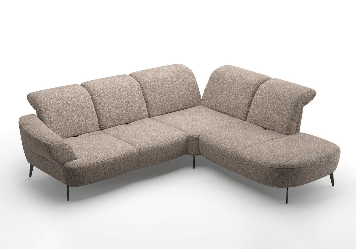 ECKSOFA in Chenille Cappuccino  - Schwarz/Cappuccino, Modern, Textil/Metall (302/270cm) - Sit & More