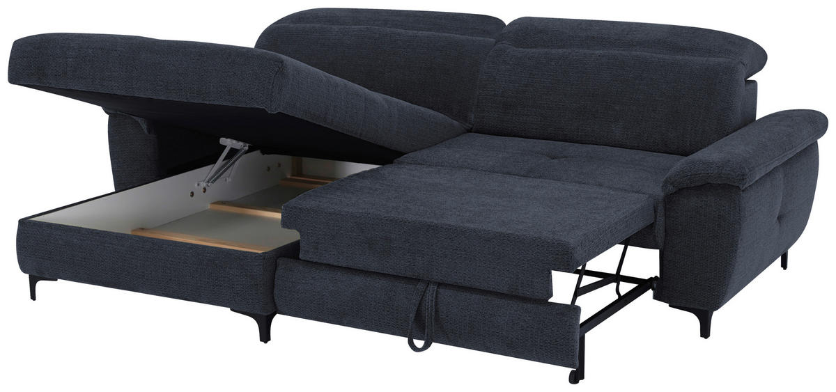 HÖRNSOFFA i gråblå  - gråblå/svart, Design, metall/trämaterial (185/256cm) - Hom`in