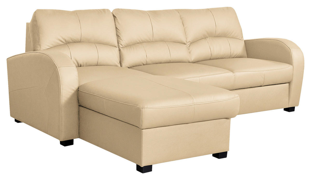 ECKSOFA in Lederlook Echtleder Beige  - Beige/Schwarz, Design, Leder/Kunststoff (168/227cm) - Livetastic