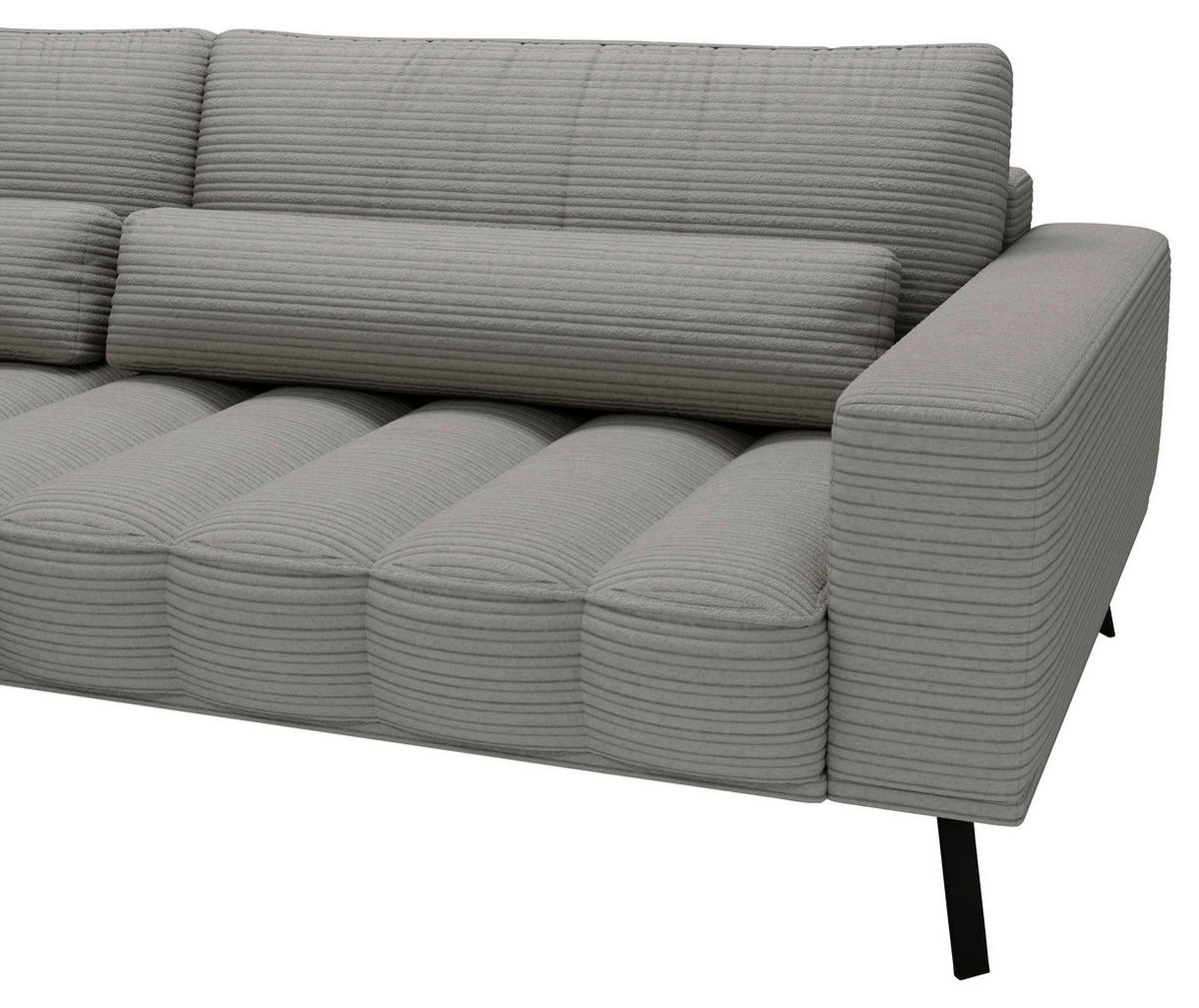 ECKSOFA in Cord Grau  204/291 cm  - Schwarz/Grau, Design, Textil/Metall (204/291cm) - Lomoco